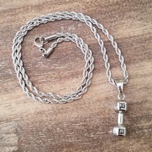 NWT Dumbbell Necklace - Silver